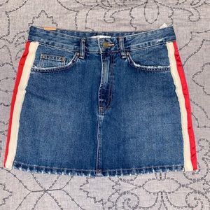 Zara Denim Skirt with red and white stripe